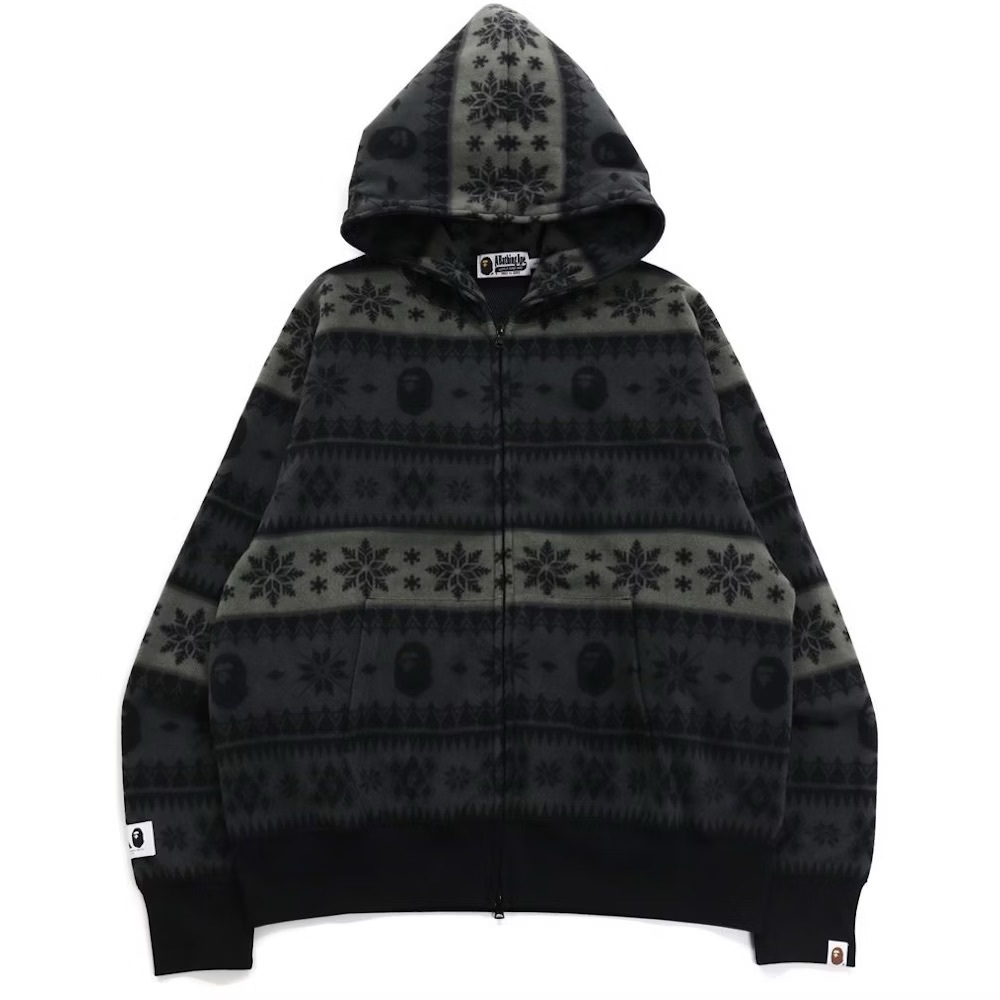 BAPE Snow Pattern Relaxed Fit Zip Fleece Size Medium